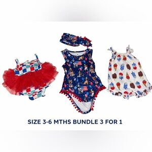 Patriotic Baby Outfit Bundle SIZE 3-6 MTHS Baby Girl 3 FOR 1 Outfit Bundle
